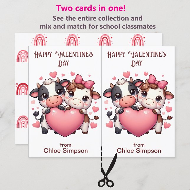 Tarjeta de aula de Fiesta de vaca dulce para niños (Subido por el creador)