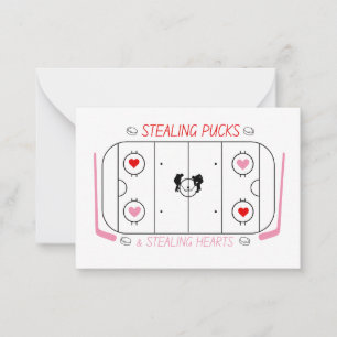 Tarjeta de aula de San Valentín de hockey infantil