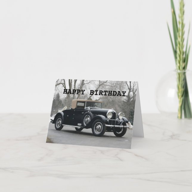 Tarjeta de auto clásico de cumpleaños feliz (Anverso)