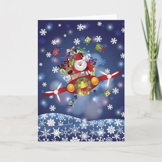 Tarjeta de auto de antigüedades de Santa Flying (Anverso)