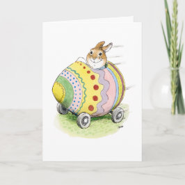 Tarjeta de auto de huevo de conejo de Pascua