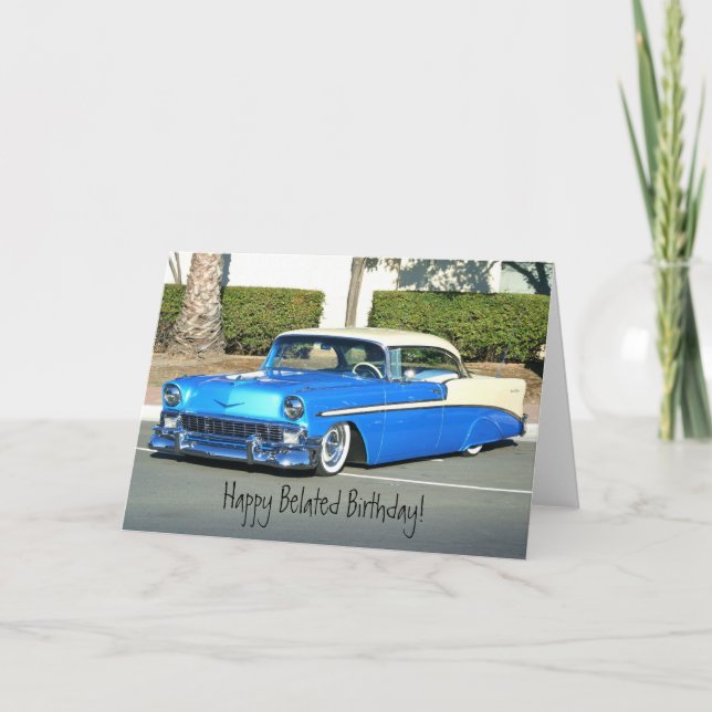 Tarjeta de auto Happy Belthday Classic Blue (Anverso)