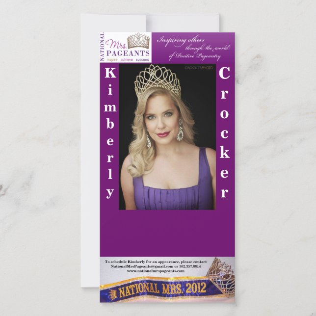 TARJETA DE AUTOGRAFÍA NACIONAL DE LA SRA. PAGEANTS (Anverso)