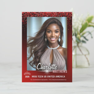 Tarjeta de Autógrafo de Certamen Estilo Rojo Glimm