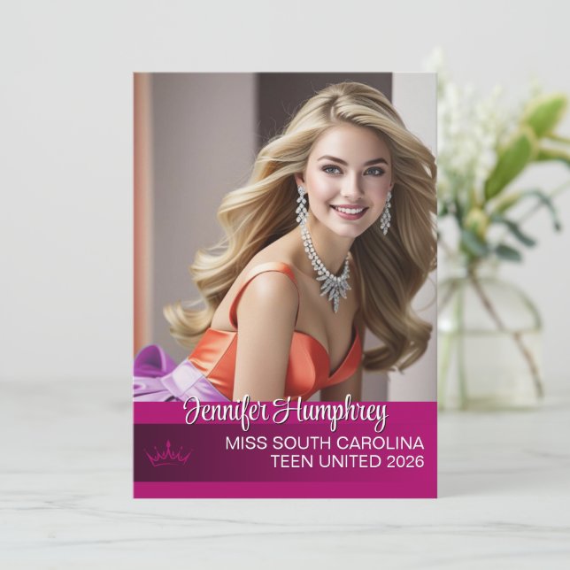 Tarjeta de autografo de color del concurso pop (Anverso de pie)