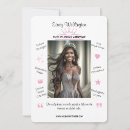Tarjeta de autógrafo de concurso de belleza Conoce