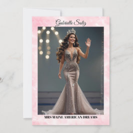 Tarjeta de autógrafo de concurso Mrs Pageant Pink