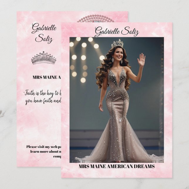 Tarjeta de autógrafo de concurso Mrs Pageant Pink  (Anverso / Reverso)
