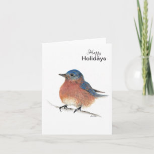 Tarjeta de Ave Azul de Felices Fiestas