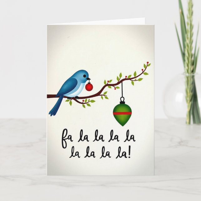 Tarjeta de ave de fiesta Fa La La (Anverso)