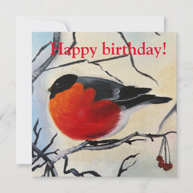 Tarjeta de ave de invierno para cumpleaños (Anverso)