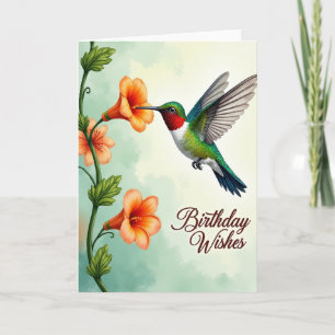 Tarjeta de ave floral vibrante