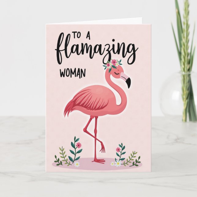 Tarjeta de ave zancuda floral (Anverso)