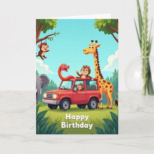 Tarjeta de aventura de safari de cumpleaños alegre