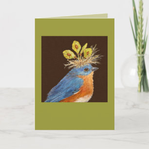 Tarjeta de aves azul macho y hembra