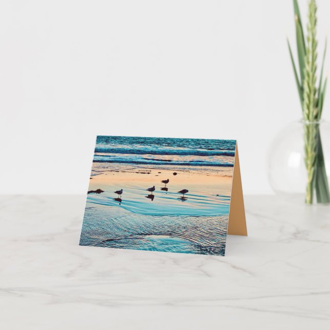 Tarjeta de Aves Costeras al Crepúsculo  (Anverso)