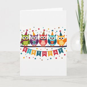 Tarjeta de Aves de Fiesta Alegre