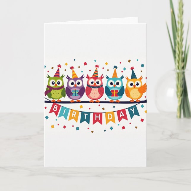 Tarjeta de Aves de Fiesta Alegre (Anverso)
