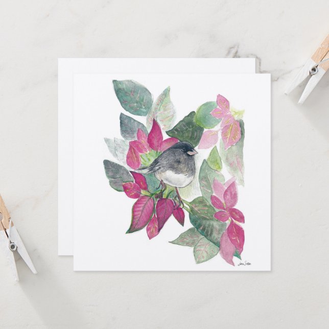 Tarjeta de aves de Junco Ojo Oscuro (Anverso/Reverso In Situ)