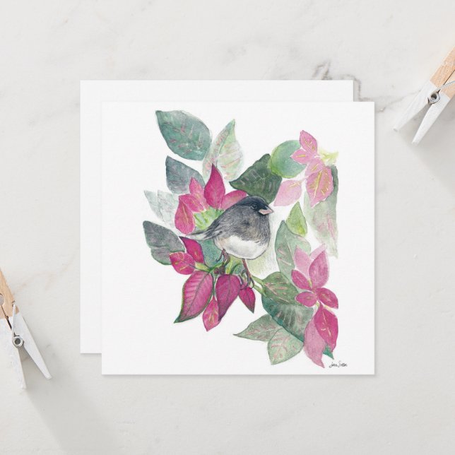 Tarjeta de aves de Junco Ojo Oscuro (Anverso/Reverso In Situ)