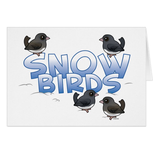 Tarjeta de aves de nieve con aves Junco Birdorable (Anverso (Horizontal))