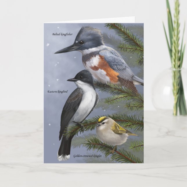 Tarjeta de aves de vacaciones 'We Three Kings' (Anverso)