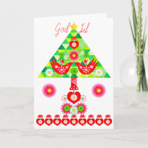 Tarjeta de aves Mod Scandi Holiday