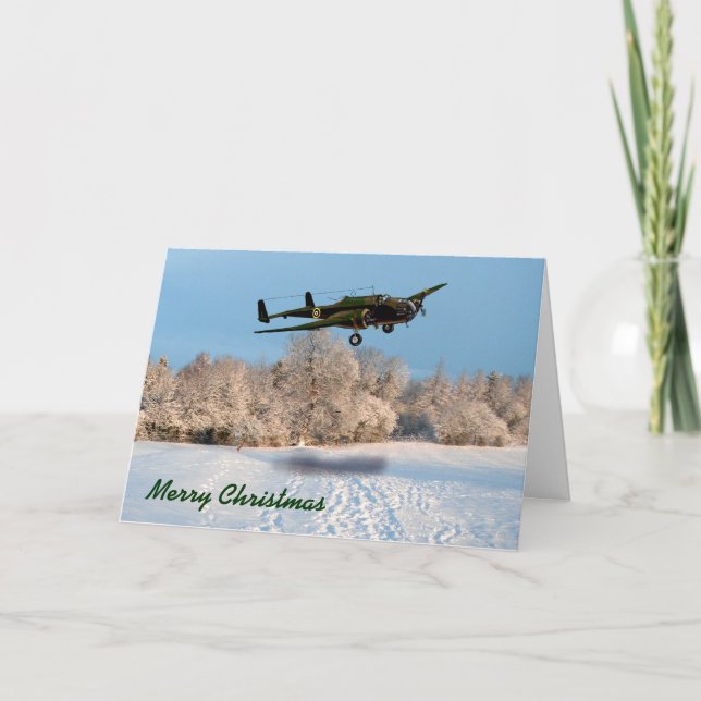 Tarjeta de avión Vintage de Feliz Navidad (Anverso)