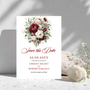 Tarjeta de aviso Chic Blush Burgundy Gold