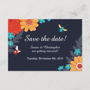 Tarjeta de aviso de abejas y flores