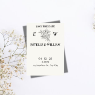 Tarjeta de aviso de boda Art Deco