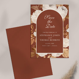 Tarjeta de aviso de boda Boho Moderna Terracota Os