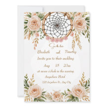 Tarjeta de aviso de boda con atrapasueños floral b