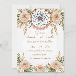 Tarjeta de aviso de boda con atrapasueños floral b
