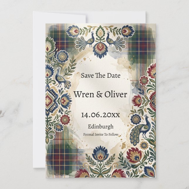 Tarjeta de aviso de boda con estampado de arte pop (Anverso)