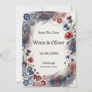 Tarjeta de aviso de boda con estampado de flores s