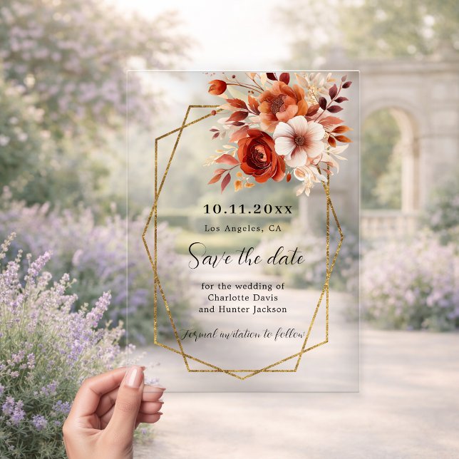 Tarjeta de aviso de boda con flores de naranja que (Subido por el creador)