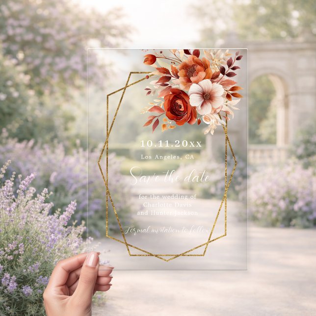 Tarjeta de aviso de boda con flores de naranja que (Subido por el creador)
