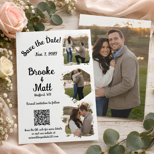 Tarjeta de aviso de boda con flores rústicas suave (Softly Spoken Rustic Floral Save the Date Card)