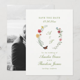 Tarjeta de aviso de boda con flores silvestres