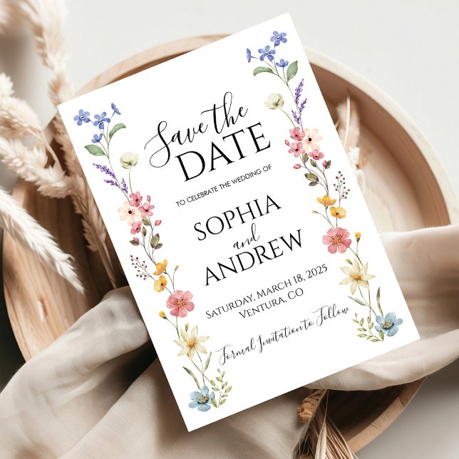 Tarjeta de aviso de boda con flores silvestres en  (Subido por el creador)