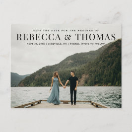 Tarjeta de aviso de boda con foto de paisaje moder