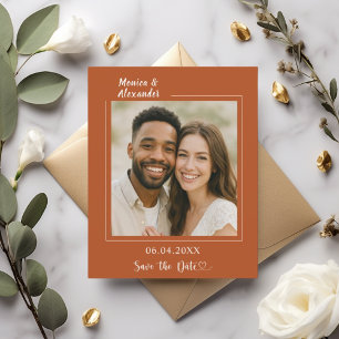 Tarjeta de aviso de boda con foto de terracota mar