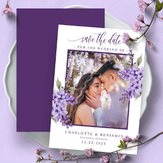 Tarjeta de aviso de boda con foto de Wisteria flor