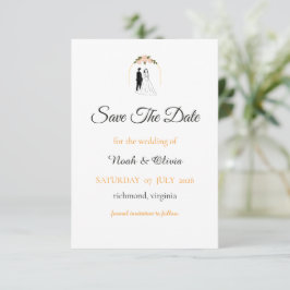 Tarjeta de aviso de boda con guión minimalista