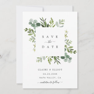 Tarjeta de aviso de boda con marco cuadrado de fol