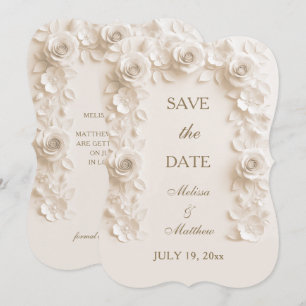 Tarjeta de aviso de boda con marco floral barroco