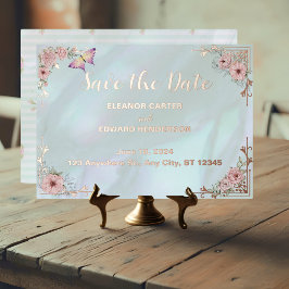 Tarjeta de aviso de boda con papel de aluminio de 
