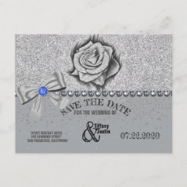 Tarjeta de aviso de boda con purpurina, rosa, diam