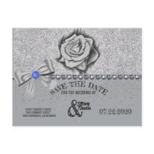 Tarjeta de aviso de boda con purpurina, rosa, diam
